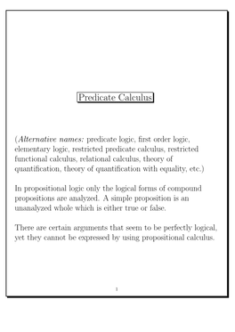 Predicate Calculus