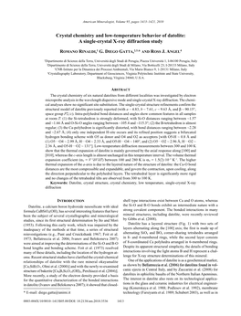 Crystal Chemistry and Low-Temperature Behavior of Datolite: a Single-Crystal X-Ray Diffraction Study