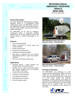 Meteorological Emergency Response Vehicle Merv-8000 Bulletin Merv-8000