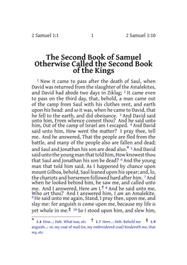 The Second Book of Samuel Otherwise Called the Second Book