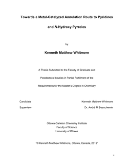 Towards a Metal-Catalyzed Annulation Route to Pyridines