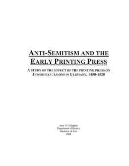 Anti-Semitism and the Early Printing Press