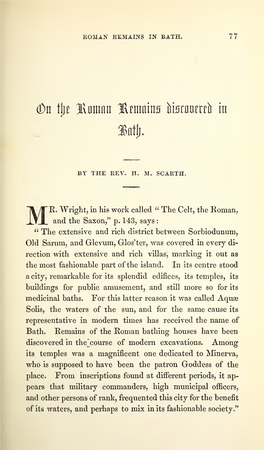 Scarth, H M, on the Roman Remains Discovered in Bath, Part II, Vol 3