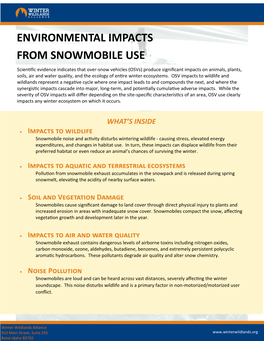 Environmental Impacts from Snowmobile Use