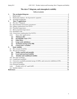 The Skew T Diagram, and Atmospheric Stability Table of Contents 1