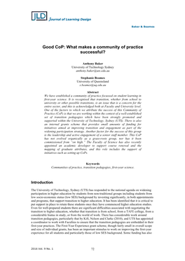 Good Cop: What Makes a Community of Practice Successful?