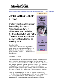 Jesus with a Genius Grant