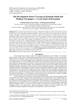 The Development Issues Coverage in Kannada Small and Medium Newspapers : a Case Study of Karnataka