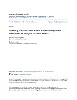 Chemistry of Cirsium and Carduus: a Role in Ecological Risk Assessment for Biological Control of Weeds?