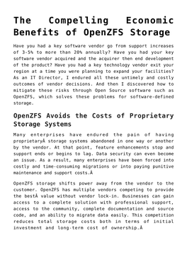 The Compelling Economic Benefits of Openzfs Storage