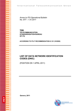 Annex to ITU Operational Bulletin No. 977 – 1.IV.2011