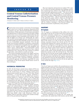 Central Venous Catheterization and Central Venous Pressure Monitoring 399