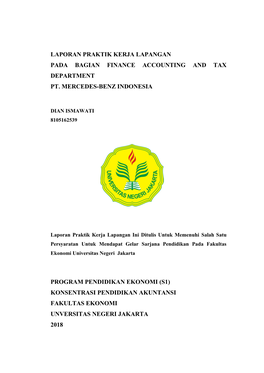 Laporan Praktik Kerja Lapangan Pada Bagian Finance Accounting and Tax Department Pt