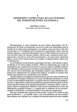 6 Dispersión Y Estructura De Las Ciudades Del Sureste De Petén, Guatemala