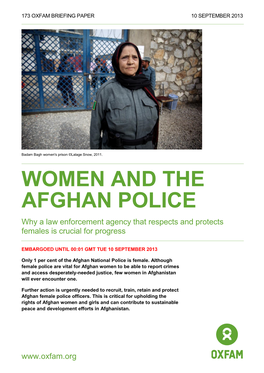 WOMEN and the AFGHAN POLICE Why a Law Enforcement Agency That Respects and Protects Females Is Crucial for Progress