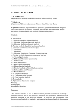 Elemental Analysis - T.N