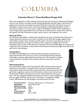 Columbia Winery™ Vision Red Blend Vintage 2018