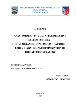Abstract Anastomotic Fistulas After Digestive