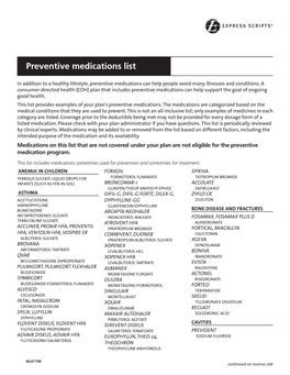 Preventive Medications List