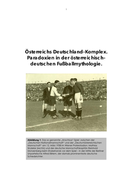 Österreichs Deutschland-Komplex. Paradoxien in Der Österreichisch- Deutschen Fußballmythologie