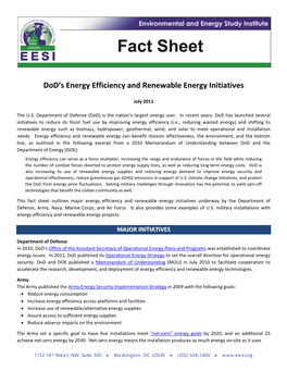 Dod's Energy Efficiency and Renewable Energy Initiatives