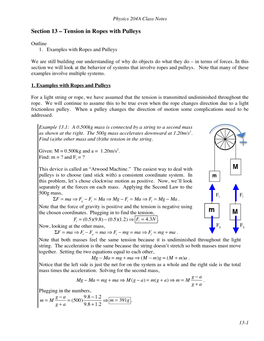 Section 13 – Tension in Ropes with Pulleys