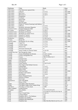 Box 48 Page 1 of 1 Publisher Title Refs Date Crusade Crusade