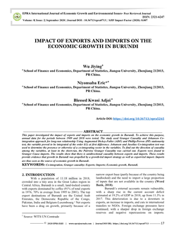 Impact of Exports and Imports on the Economic Growth in Burundi