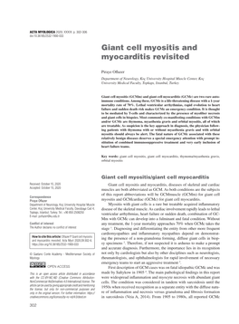 Giant Cell Myositis and Myocarditis Revisited