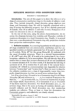 Reflexive Modules Over Gorenstein Rings