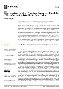 Edible Insects Versus Meat—Nutritional Comparison: Knowledge of Their Composition Is the Key to Good Health