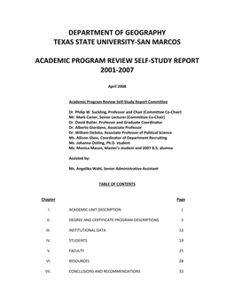 Department of Geography Texas State University-San Marcos