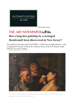Has a Long-Lost Painting by a Teenaged Rembrandt Been Discovered in New Jersey?