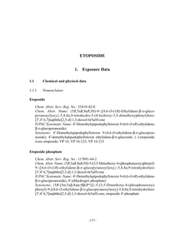 ETOPOSIDE 1. Exposure Data