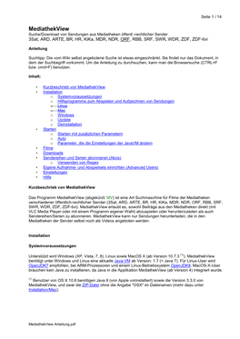 Mediathekview Anleitung.Pdf Seite 2 / 14