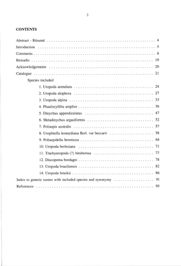 Acknowledgements Catalogue Species Included 1. Uropoda