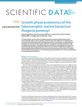 Growth Phase Proteomics of the Heterotrophic Marine Bacterium Ruegeria Pomeroyi