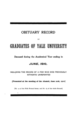 1909-1910 Obituary Record of Graduates of Yale University