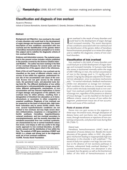 Classification and Diagnosis of Iron Overload