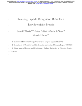 Learning Peptide Recognition Rules for a Low-Specificity Protein