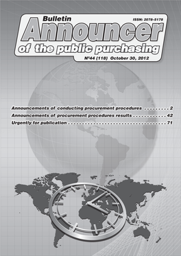 Of the Public Purchasing Announcernº44 (118) October 30, 2012