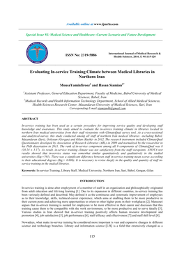 Evaluating In-Service Training Climate Between Medical Libraries in Northern Iran