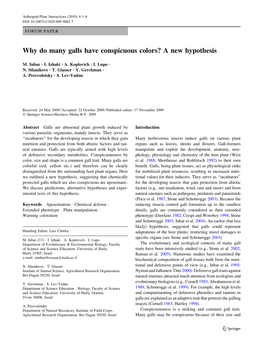 Why Do Many Galls Have Conspicuous Colors? a New Hypothesis