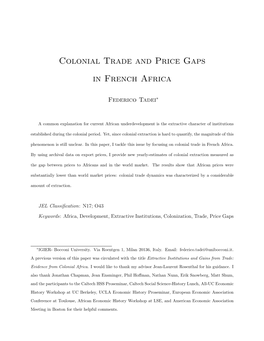 Colonial Trade and Price Gaps in French Africa