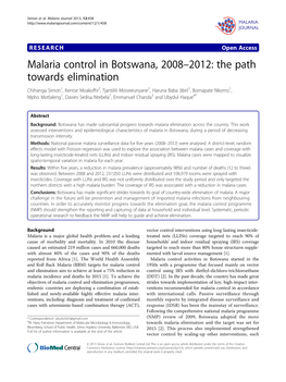 Malaria Control in Botswana, 2008-2012