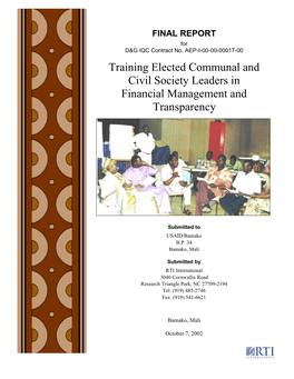 Training Elected Communal and Civil Society Leaders in Financial Management and Transparency
