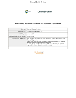 Radical Aryl Migration Reactions and Synthetic Applications