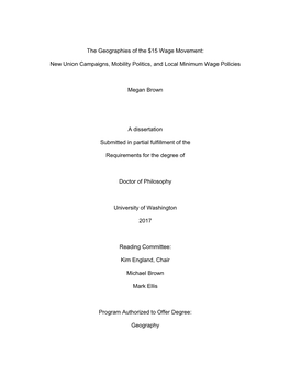 The Geographies of the $15 Wage Movement: New Union Campaigns