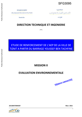 SFG3095 Public Disclosure Authorized DIRECTION TECHNIQUE ET INGENIERIE