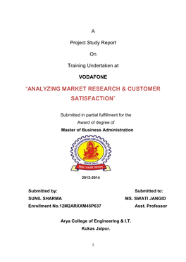 ―Analyzing Market Research & Customer Satisfaction‖